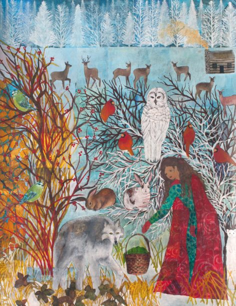 Red Riding Hood, acrylic on collage, 48"x60"x2" (available for local pick-up only)
