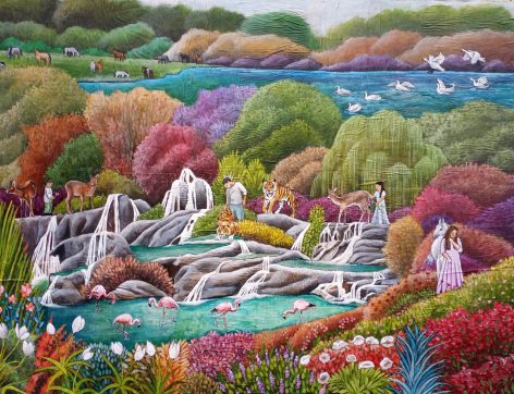 Paradise Regained, acrylic on collage, 44"x56"