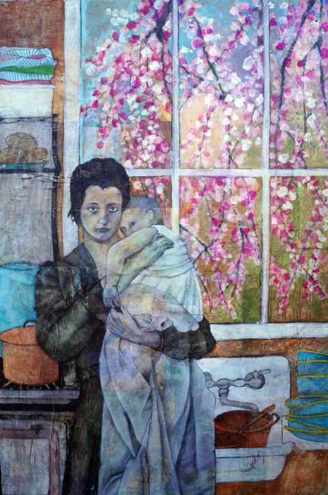 Domesticity, 24"x36", acrylic on collage