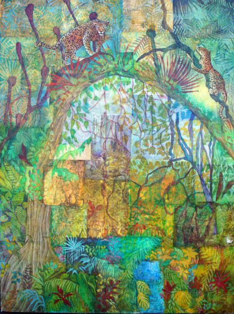 Jaguar Jungle, 36"x48", acrylic on collage