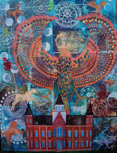 Provo City Center Temple, 36"x48", acrylic on collage