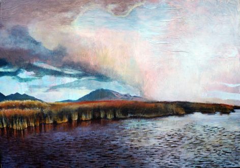 Stormy Utah Lake, 34"x48", acrylic on collage