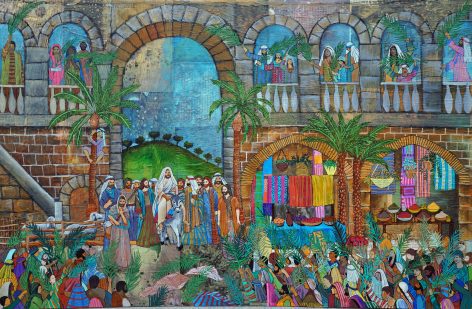Triumphal Entry, acrylic on collage, 32"x48"
