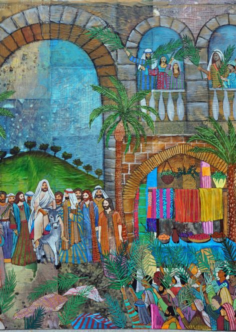 Triumphal Entry, acrylic on collage, 32"x48"