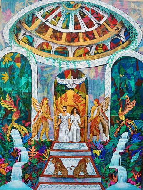 One Flesh, 48"x36"x2", acrylic on collage