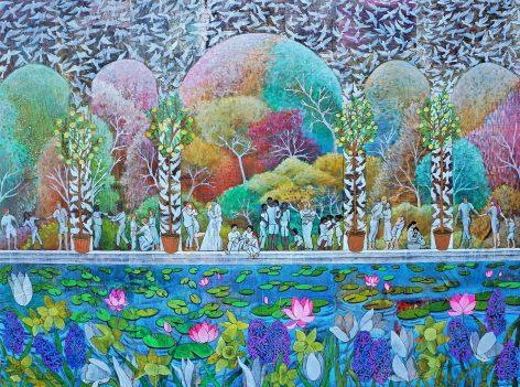 Reconciliation, 36"x48"x2", acrylic on collage