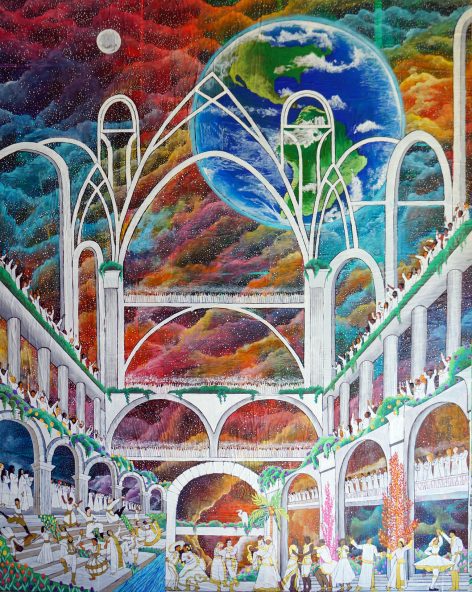 Foundations of the Earth, 58"x46", acrylic on collage